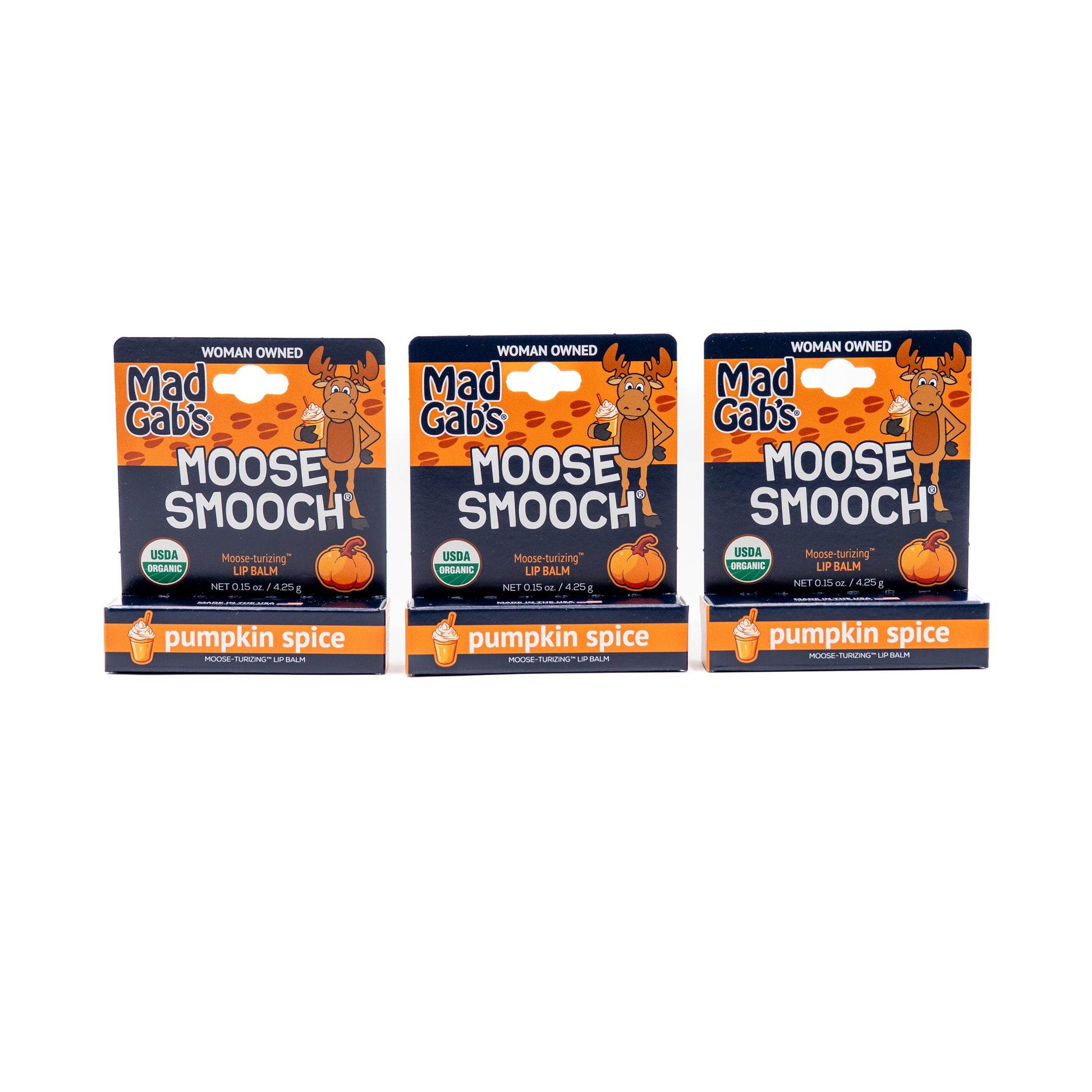 photo of 3 boxes of pumpkin spice lip balm