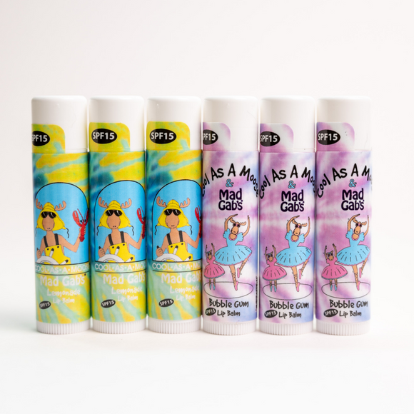Cool As A Moose & Mad Gab's Lip Balm SPF 15 Assorted 6Pk