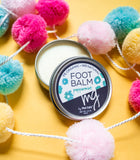 MG Signature by Mad Gab's Natural and Organic Peppermint Foot Balm Open Tin Colorful