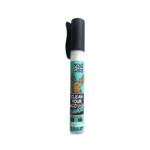 Mad Gab's Moose Hand Sanitizer made with 62% ethyl alcohol per CDC Guidelines