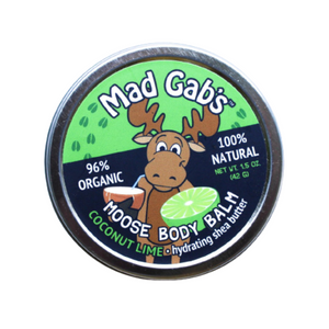 Mad Gab's Organic and Natural Moose Body Balm scented with Coconut Lime and moisturizing with hydrating shea butter